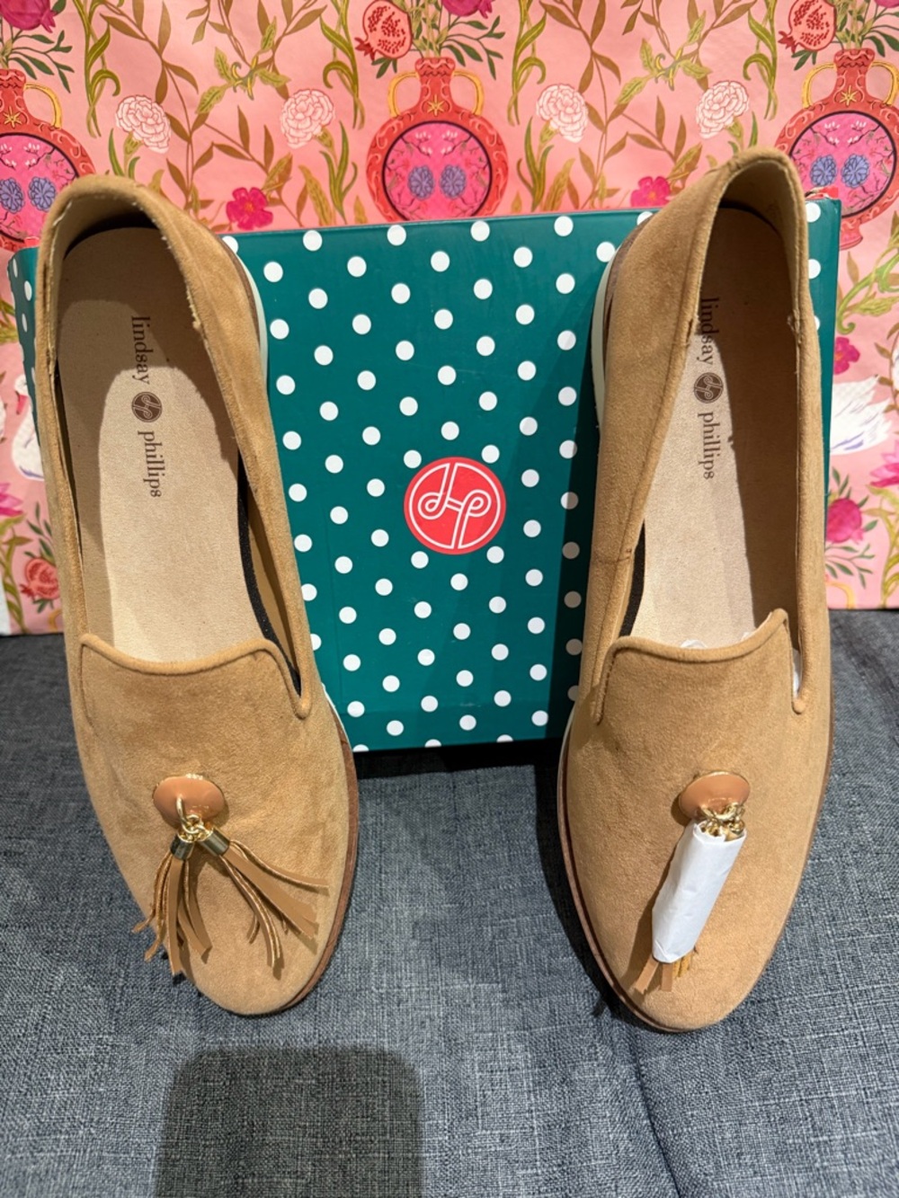 lindsay phillips Tan Suede Tassel Loafers Size 10